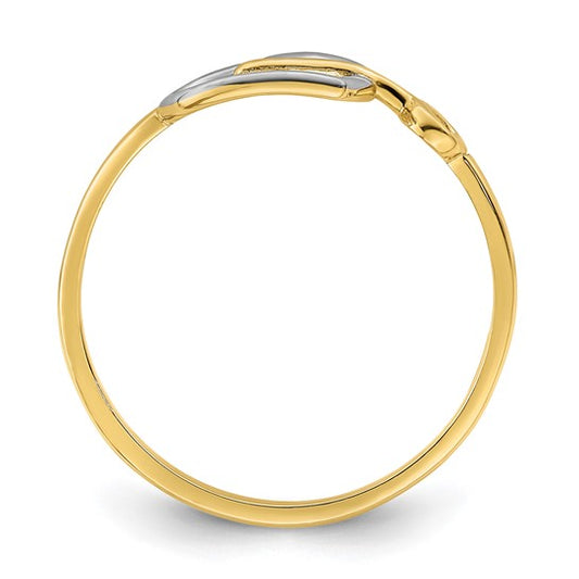 14kt Yellow Gold w/Rhodium Heart and Key Ring