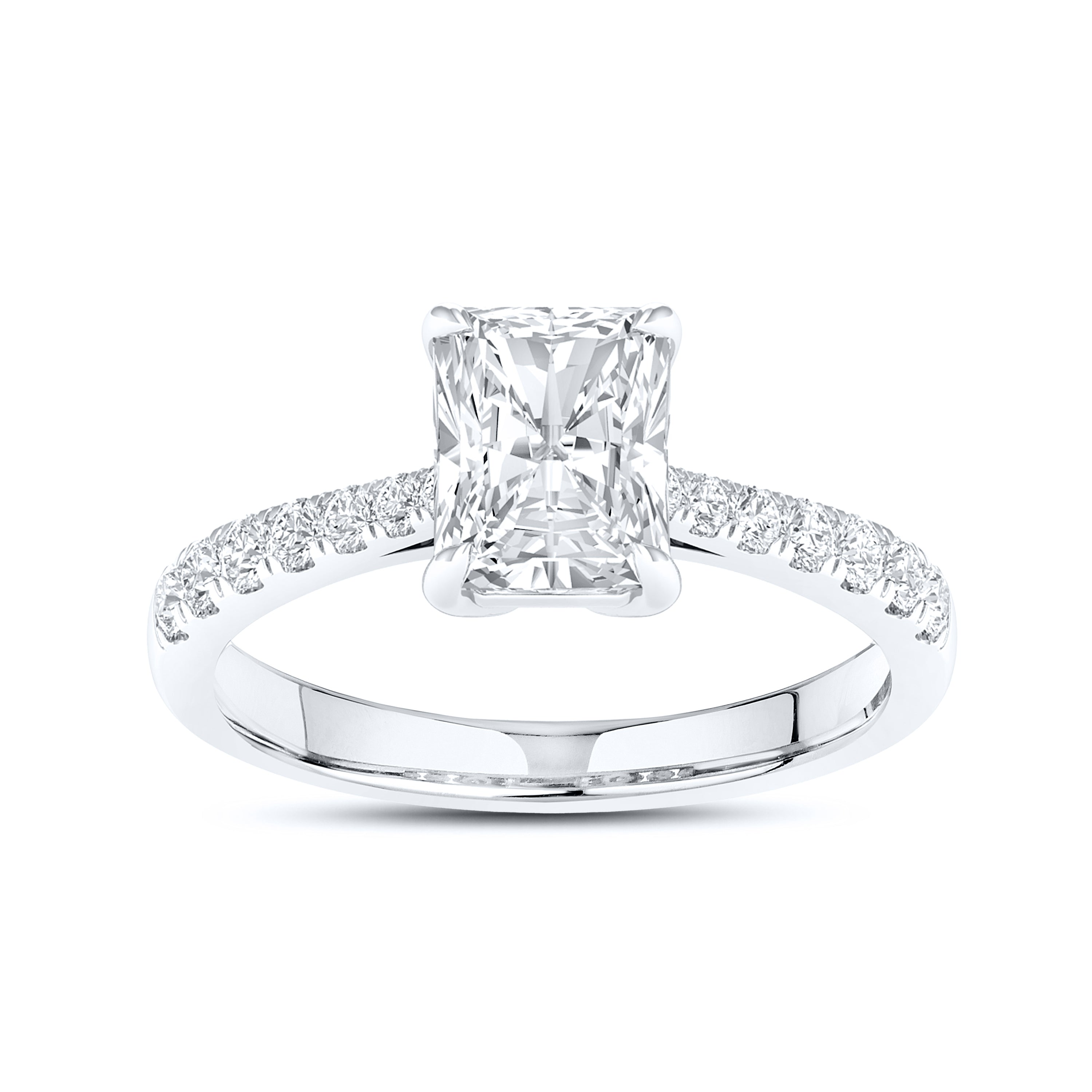 14kt White Gold 2.25 CTW Lab Diamond Radiant Shape Solitaire Ring