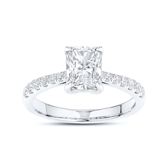 14kt White Gold 2.25 CTW Lab Diamond Radiant Shape Solitaire Ring