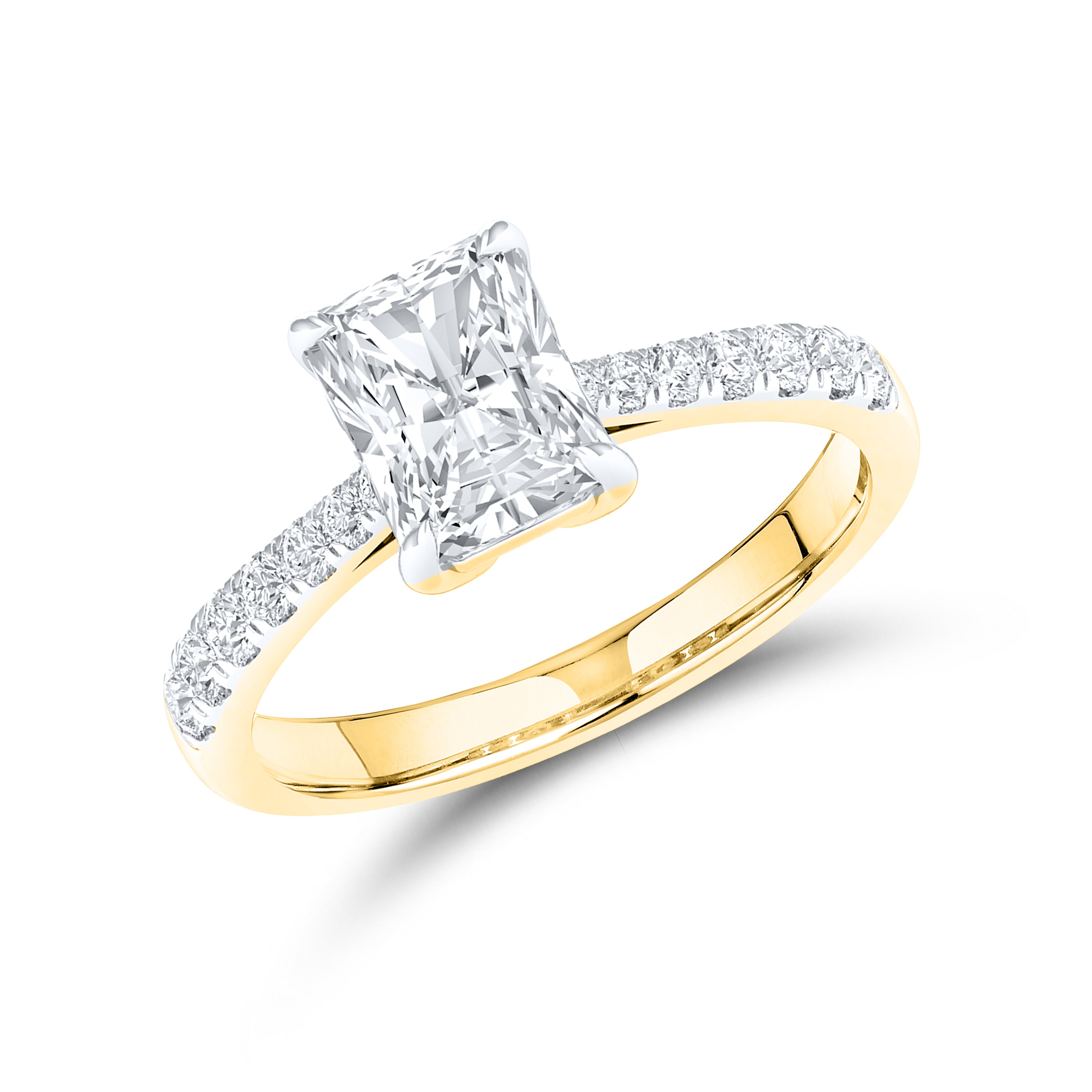 14kt Yellow Gold 2.25 CTW Lab Diamond Radiant Shape Solitaire Ring