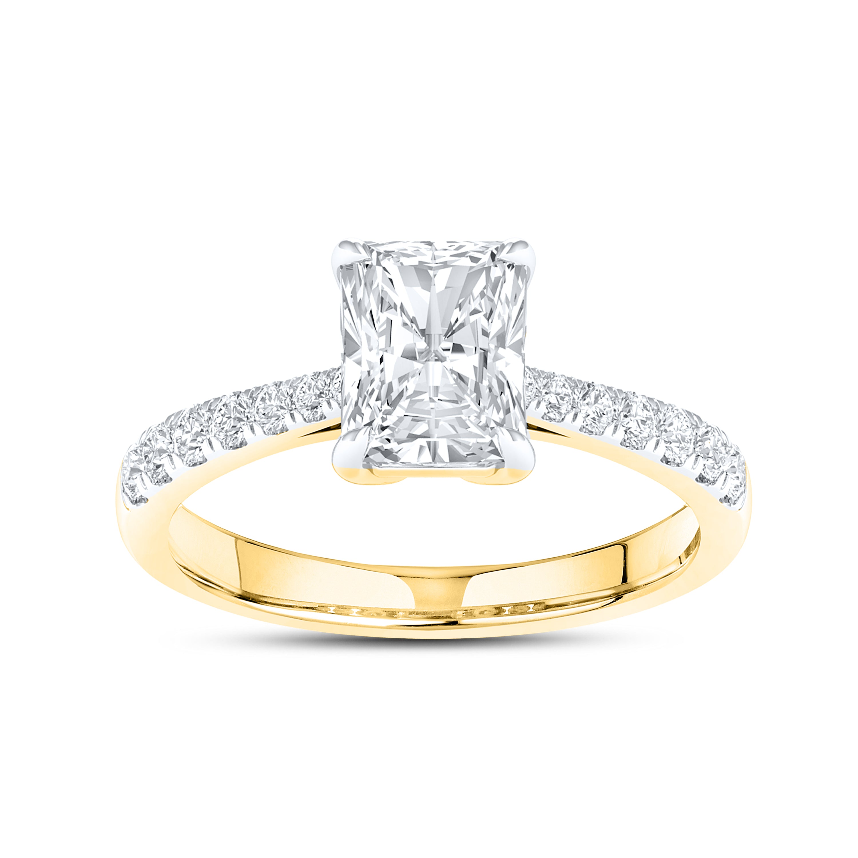 14kt Yellow Gold 2.25 CTW Lab Diamond Radiant Shape Solitaire Ring