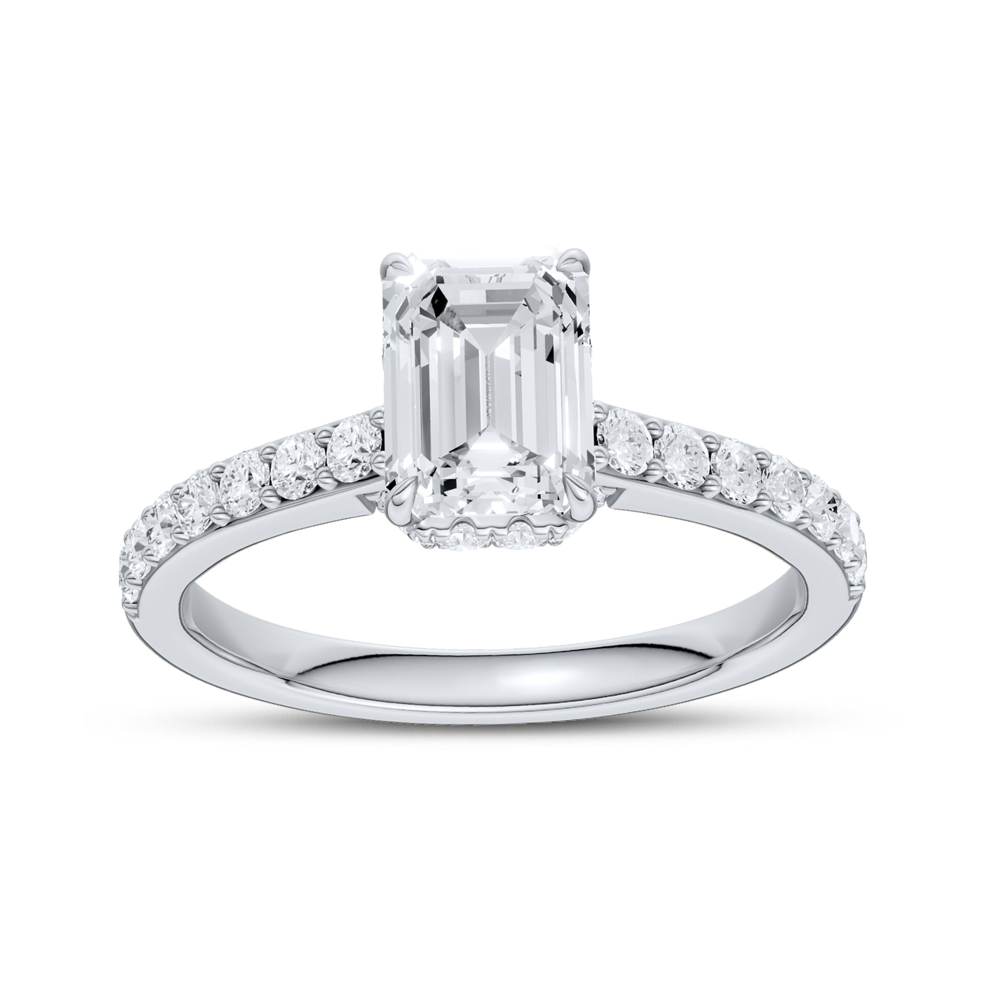 14kt White Gold 1.50 CTW Emerald Shape Lab Diamond Solitaire Ring