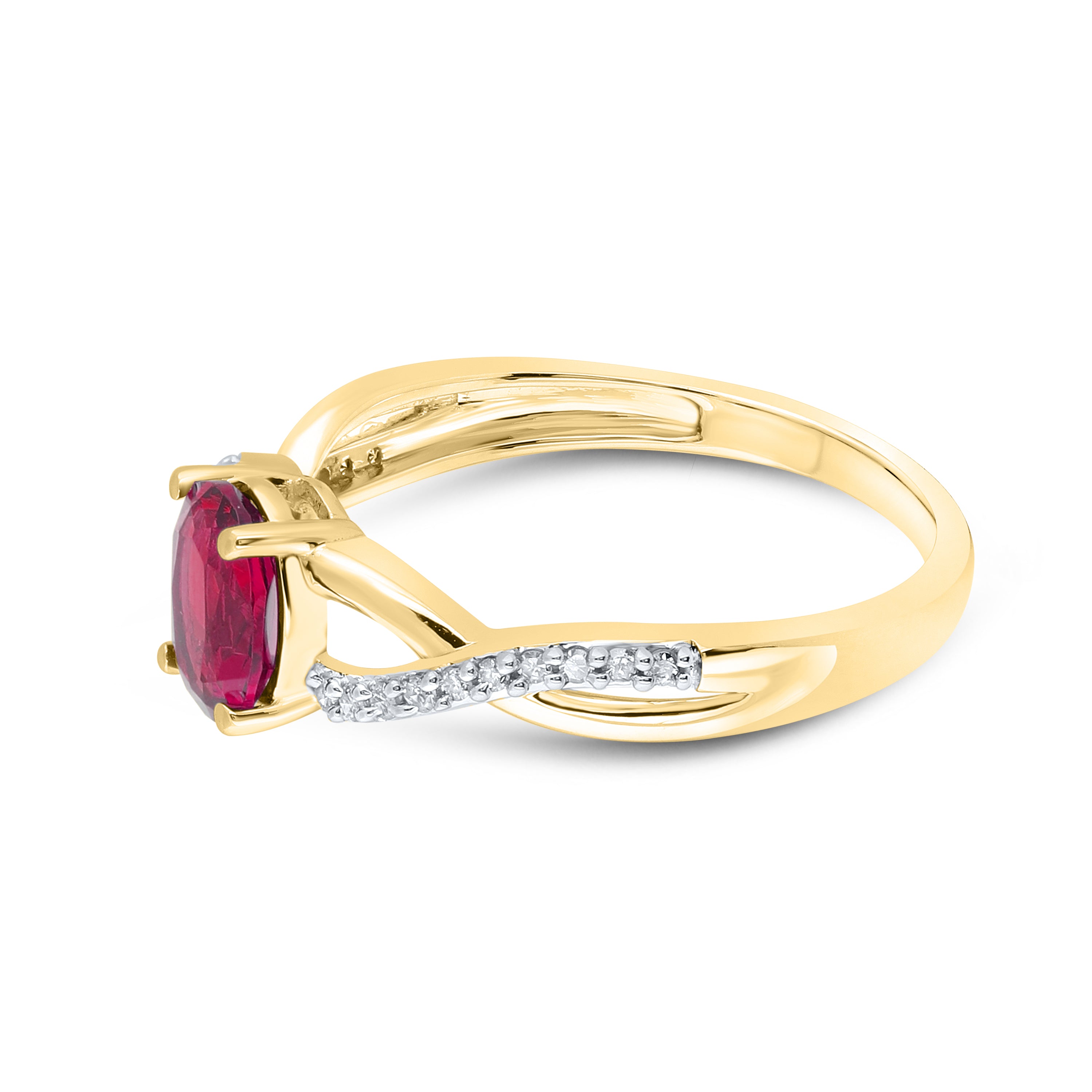 14kt Yellow Gold 0.21 CTW Natural Diamond with Lab Created Ruby Ring