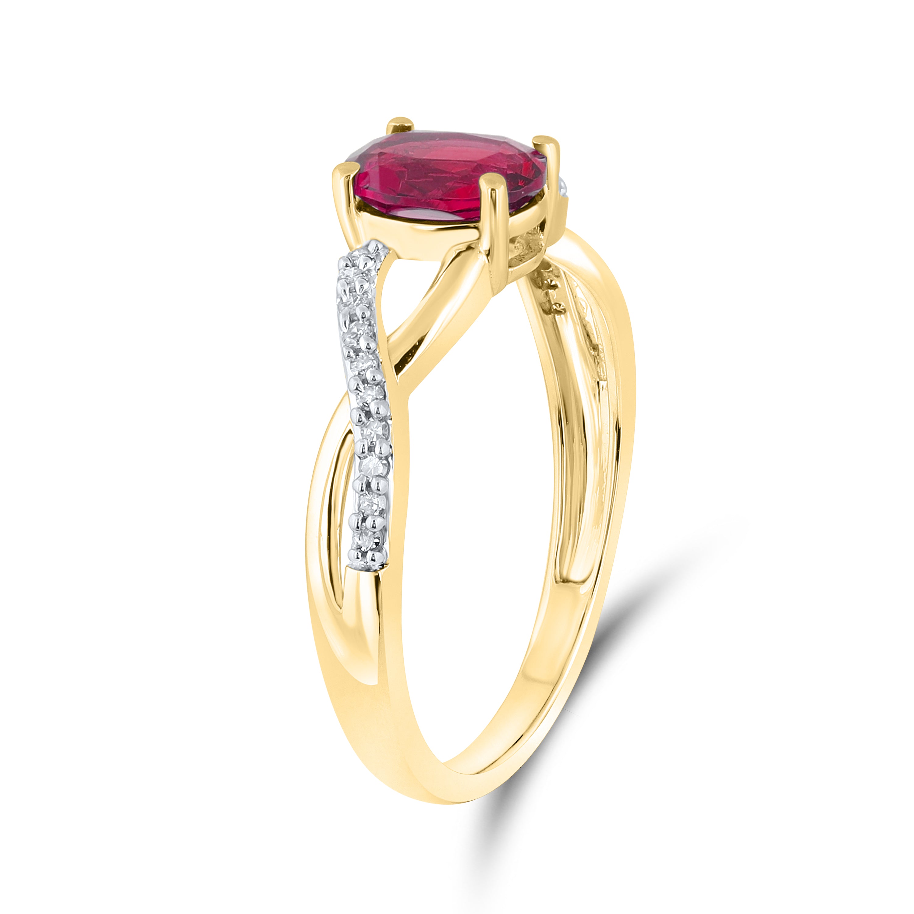 14kt Yellow Gold 0.21 CTW Natural Diamond with Lab Created Ruby Ring