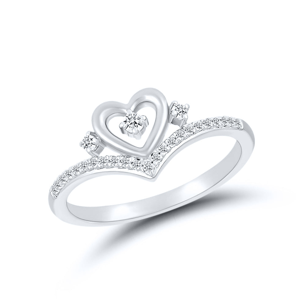 14kt White Gold 0.12 CTW Natural Diamond Heart Promise Ring