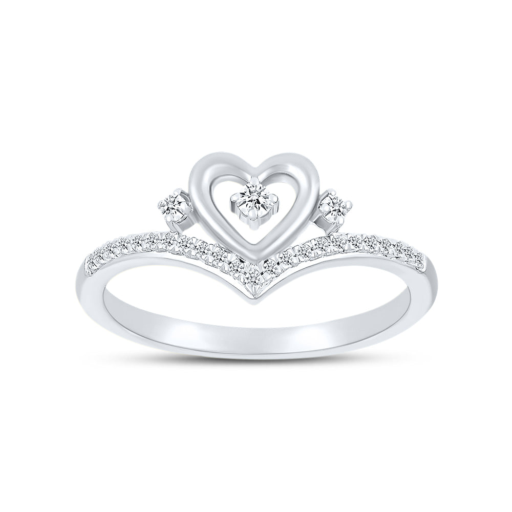 14kt White Gold 0.12 CTW Natural Diamond Heart Promise Ring