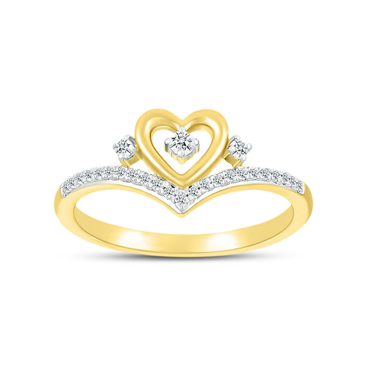 14kt Yellow Gold 0.12 CTW Natural Diamond Heart Promise Ring