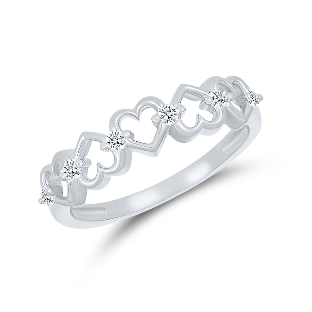 14kt White Gold 0.12 CTW Natural Diamond Heart Promise Ring