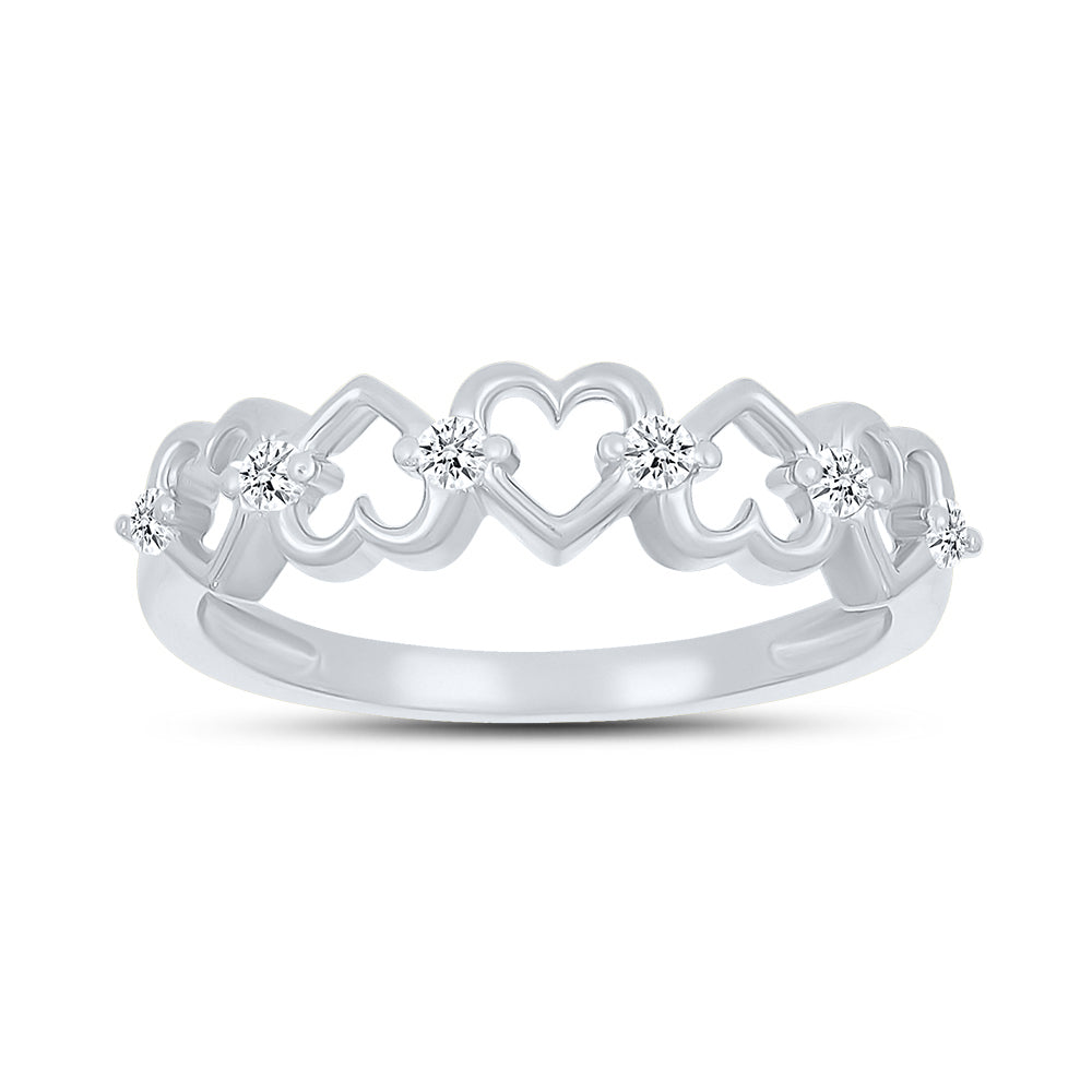 14kt White Gold 0.12 CTW Natural Diamond Heart Promise Ring