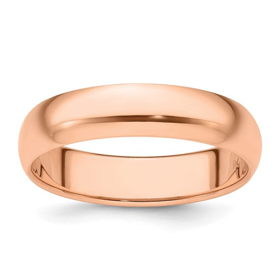 14kt Rose Gold 5mm Half Round Wedding Band Size 11