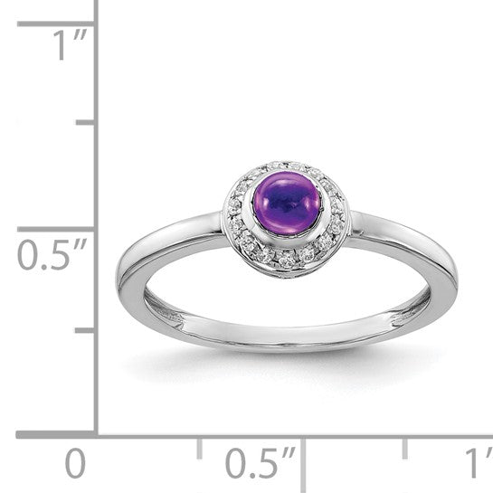 14kt White Gold Diamond and Cabochon Amethyst Ring