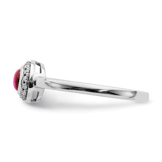 14kt White Gold Diamond and Cabochon Ruby Ring
