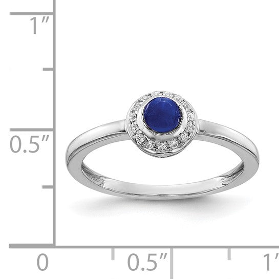 14kt White Gold Diamond and Cabochon Sapphire Ring