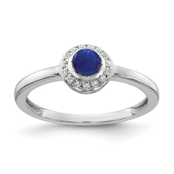 14kt White Gold Diamond and Cabochon Sapphire Ring