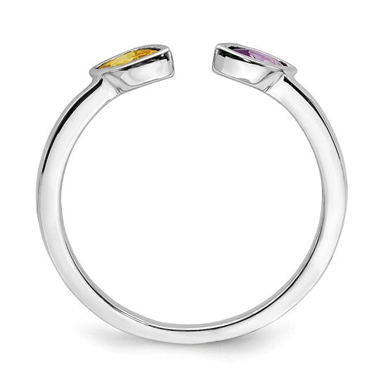 14kt White Gold Marquise Amethyst and Citrine Ring