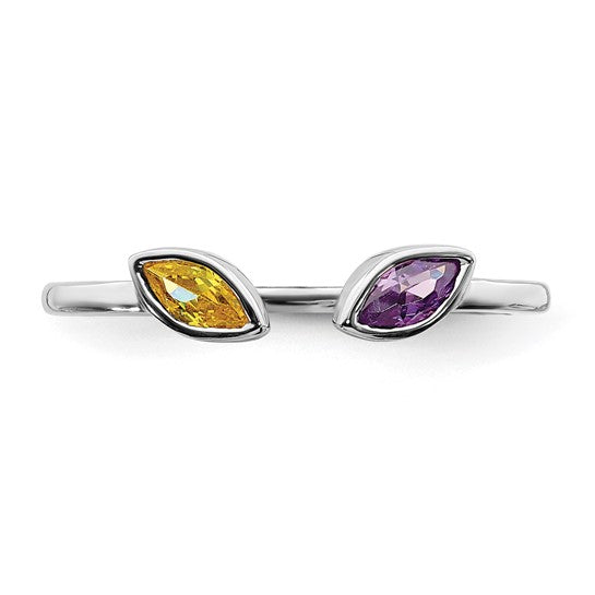 14kt White Gold Marquise Amethyst and Citrine Ring