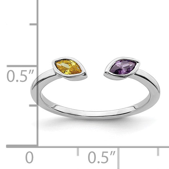 14kt White Gold Marquise Amethyst and Citrine Ring