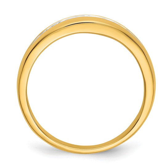 14kt Yellow Gold w/Rhodium Diamond Mens Channel Ring