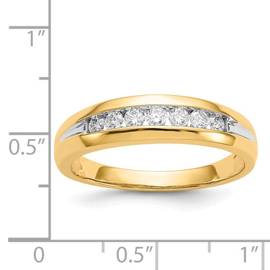 14kt Yellow Gold w/Rhodium Diamond Mens Channel Ring