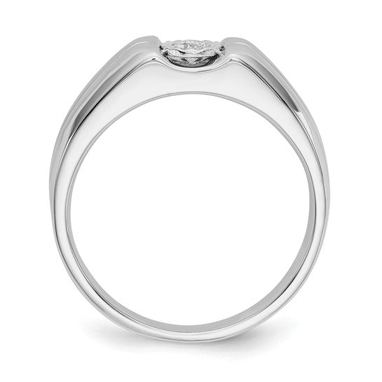 14kt White Gold Diamond Mens Ring