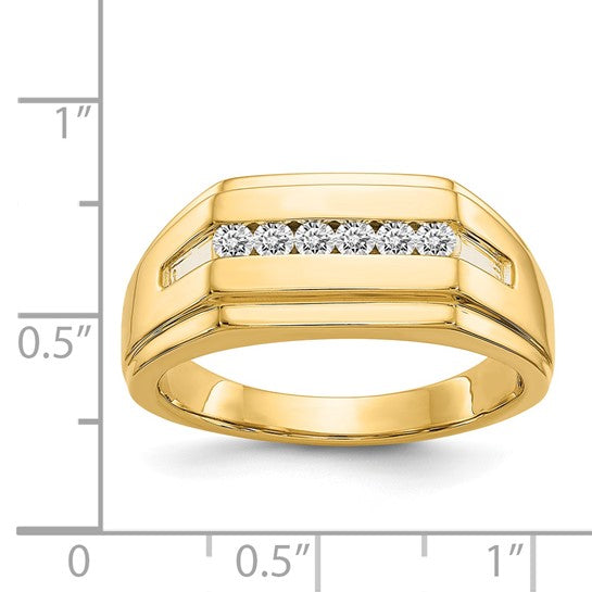 14kt Yellow Gold Diamond 6-stone Mens Ring