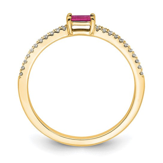 14kt Yellow Gold Polished Ruby and Diamond Ring