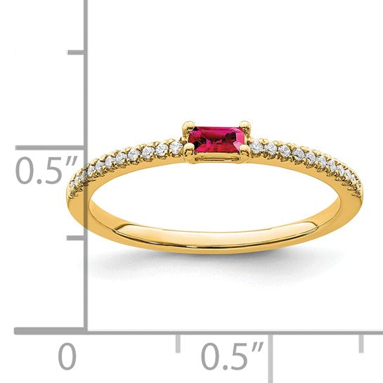 14kt Yellow Gold Polished Ruby and Diamond Ring