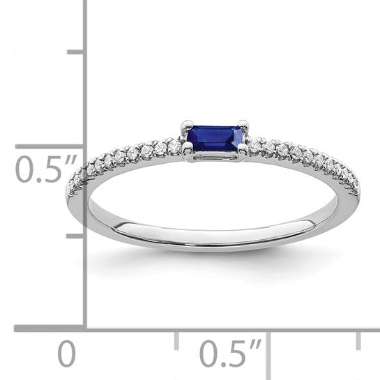 14kt White Gold Polished Sapphire and Diamond Ring