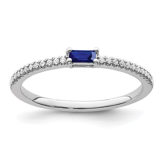 14kt White Gold Polished Sapphire and Diamond Ring