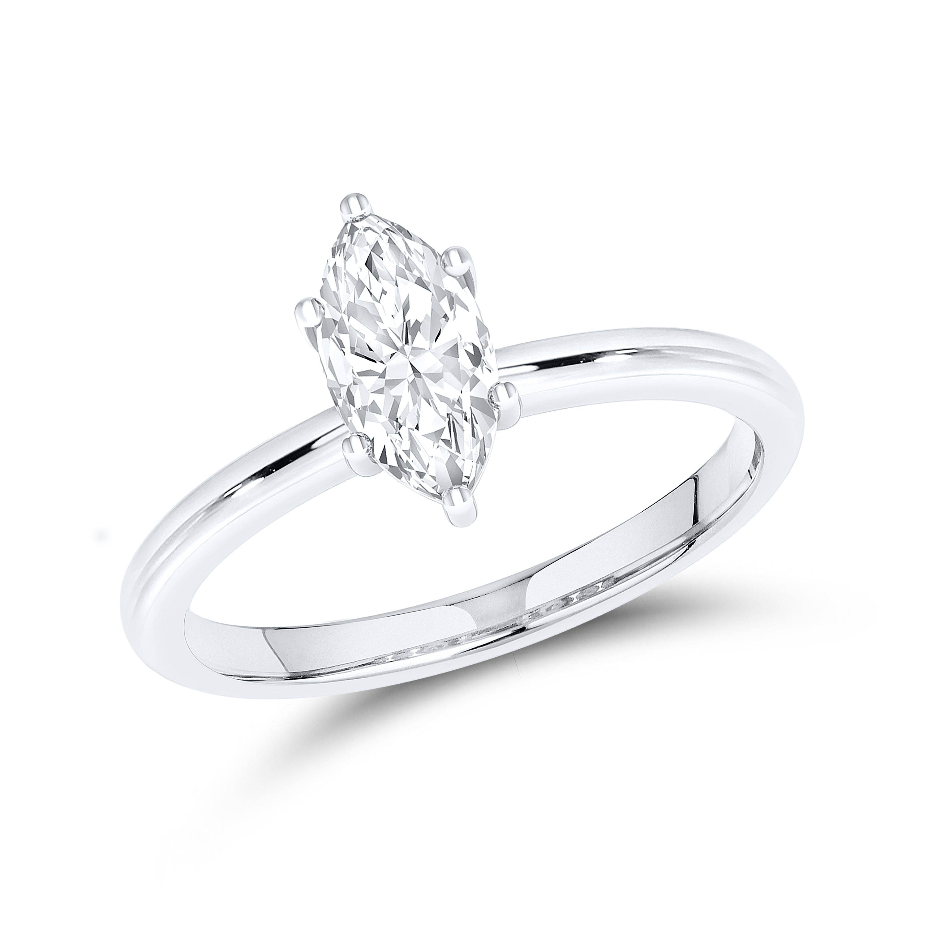 14KT White Gold 1 CTW Lab diamond Marquise Shape Solitaire Ring