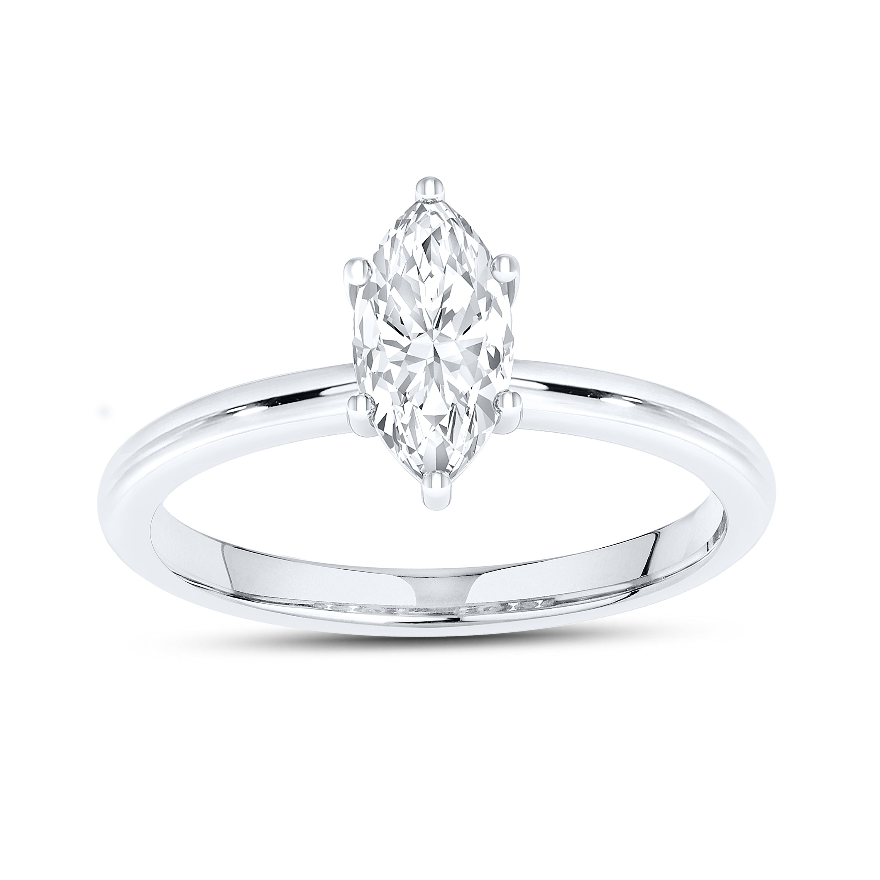 14KT White Gold 1 CTW Lab diamond Marquise Shape Solitaire Ring