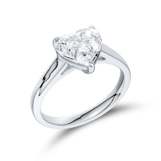 14kt White Gold 2 ctw Lab Diamond Heart Shape Solitaire Ring