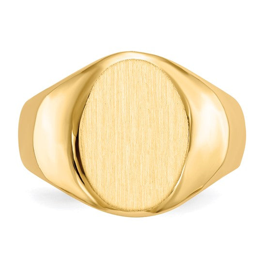 14kt Yellow Gold 11.0x15.0mm Closed Back Mens Signet Ring