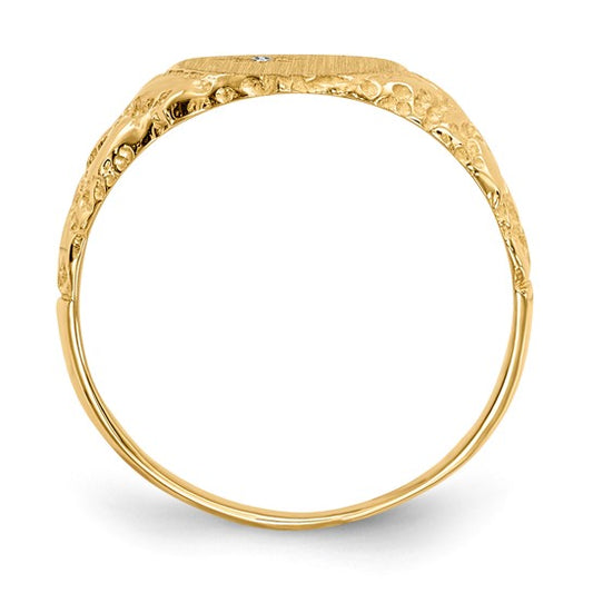 14kt Yellow Gold 9.0x11.0mm Closed Back AAA Diamond Signet Ring