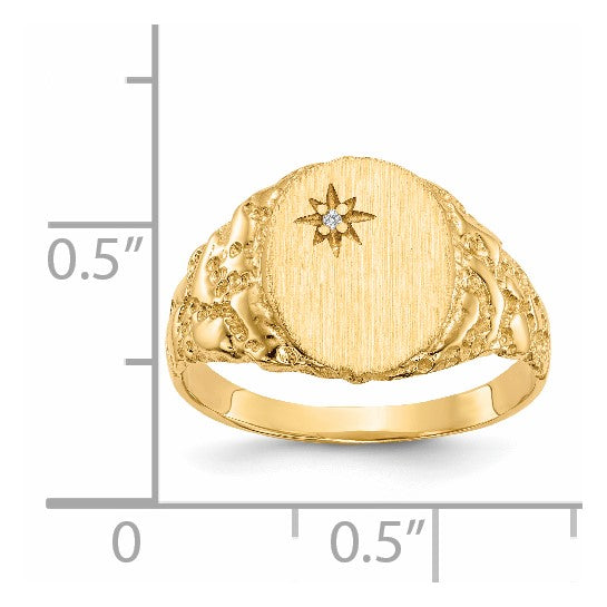 14kt Yellow Gold 9.0x11.0mm Closed Back AAA Diamond Signet Ring