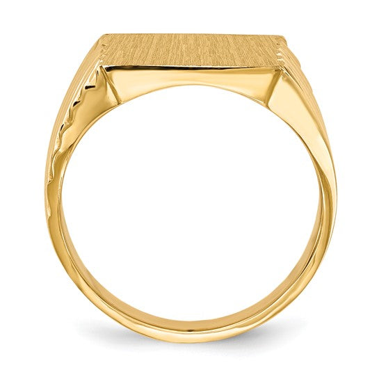14kt Yellow Gold 13.0x13.0mm Closed Back Mens Signet Ring