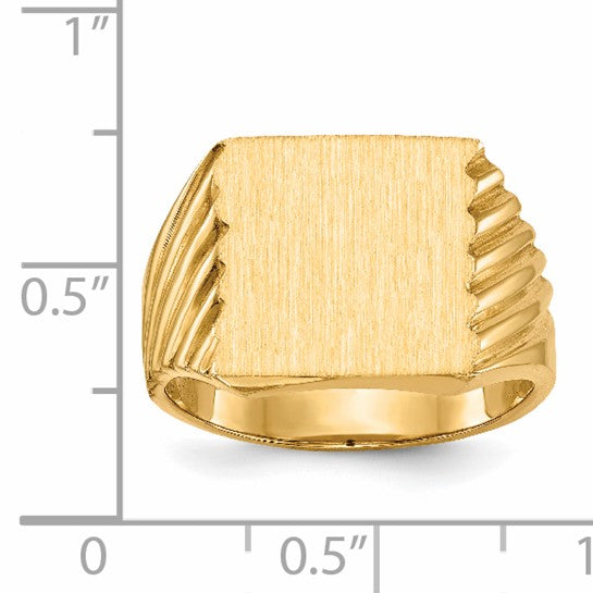 14kt Yellow Gold 13.0x13.0mm Closed Back Mens Signet Ring