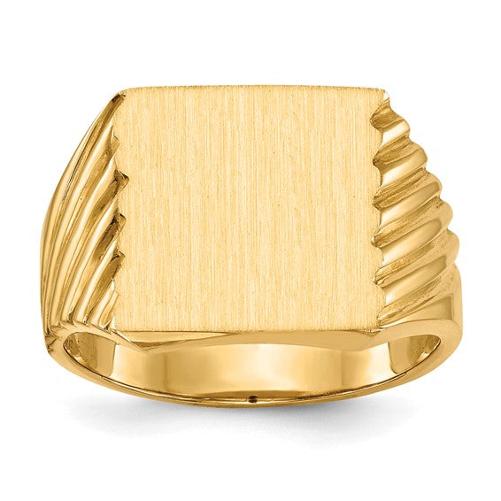 14kt Yellow Gold 13.0x13.0mm Closed Back Mens Signet Ring