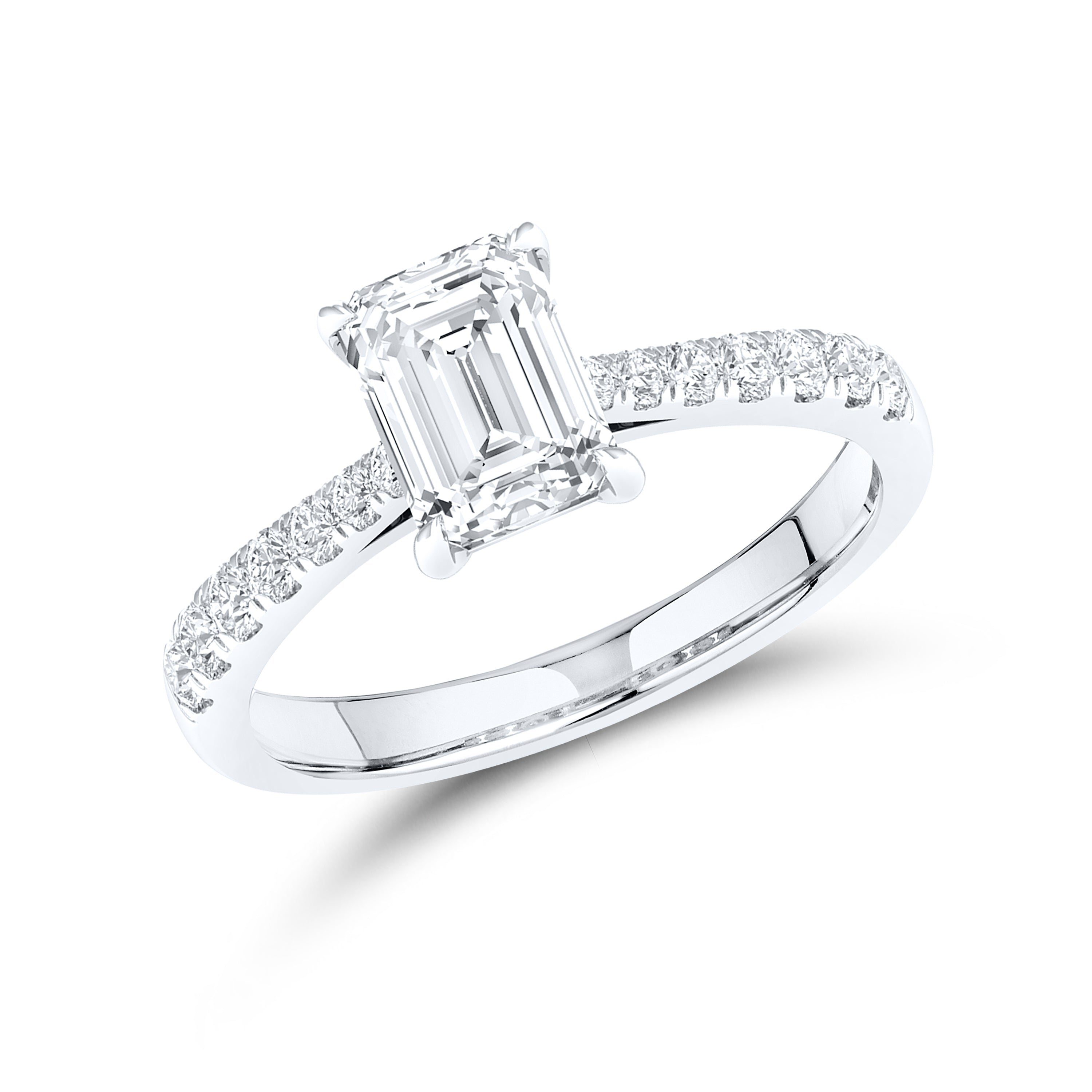 14kt White Gold 1.25 CTW Lab Diamond Emerald Shape Solitaire Ring