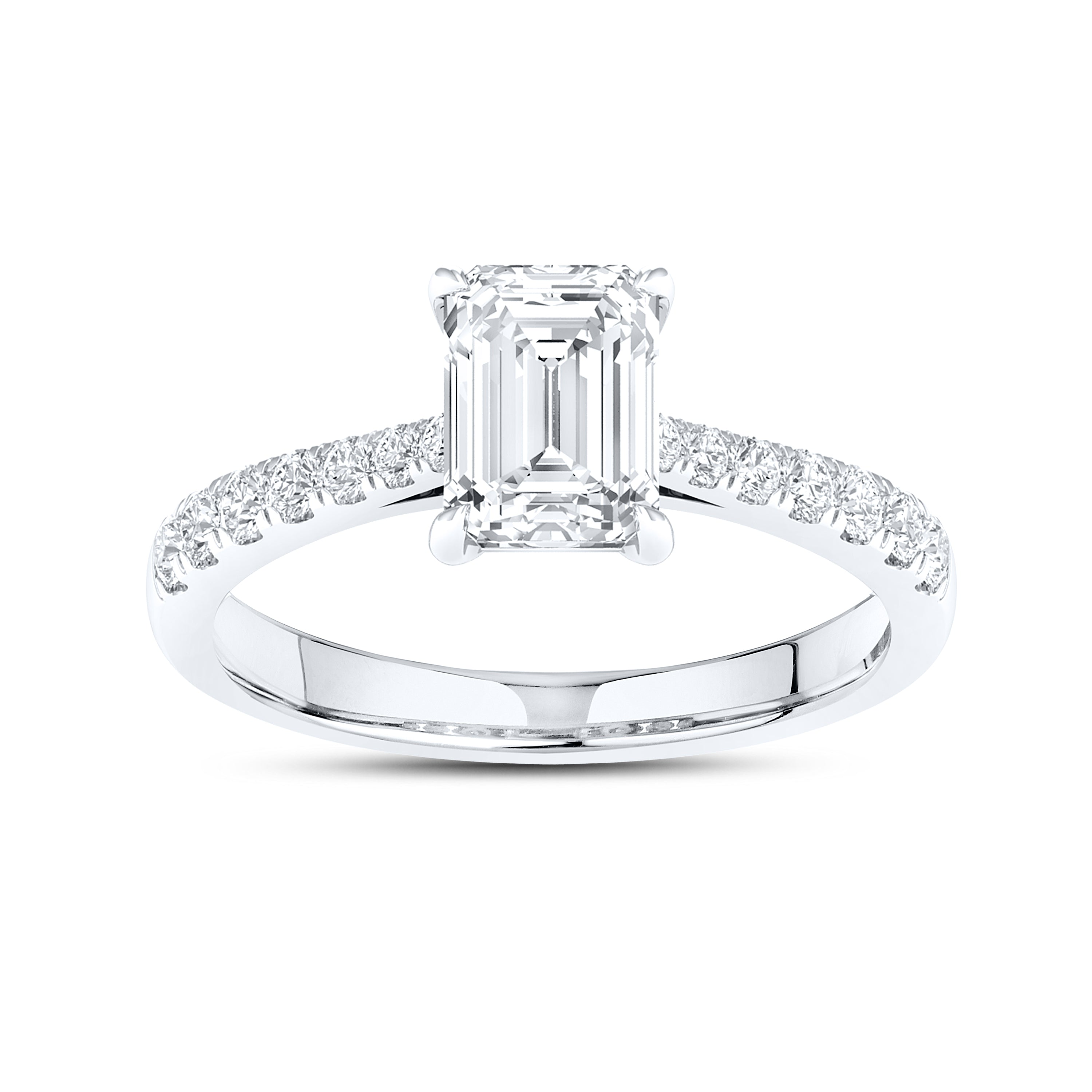 14kt White Gold 1.25 CTW Lab Diamond Emerald Shape Solitaire Ring