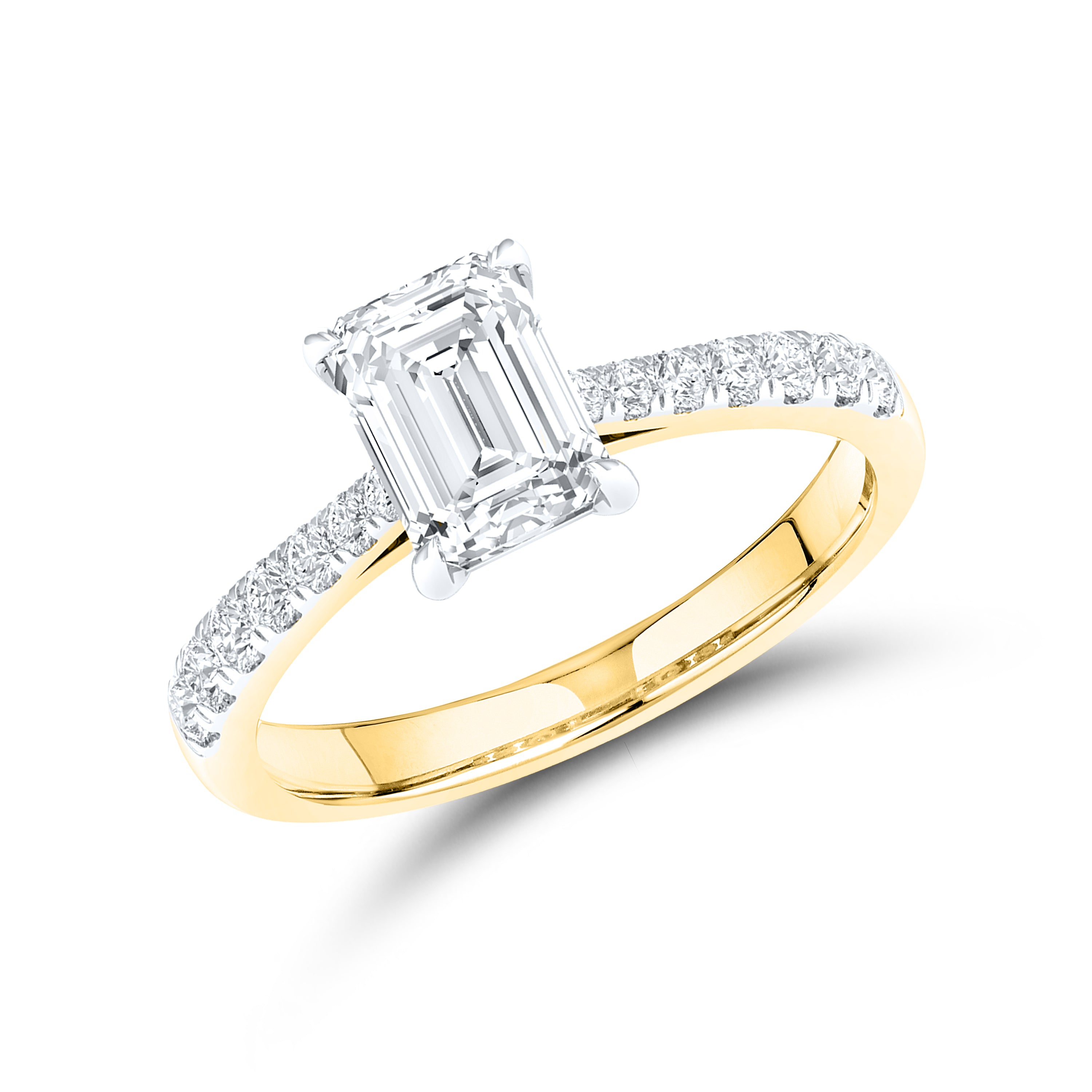 14kt Yellow Gold 1.25 CTW Lab Diamond Emerald Shape Solitaire Ring