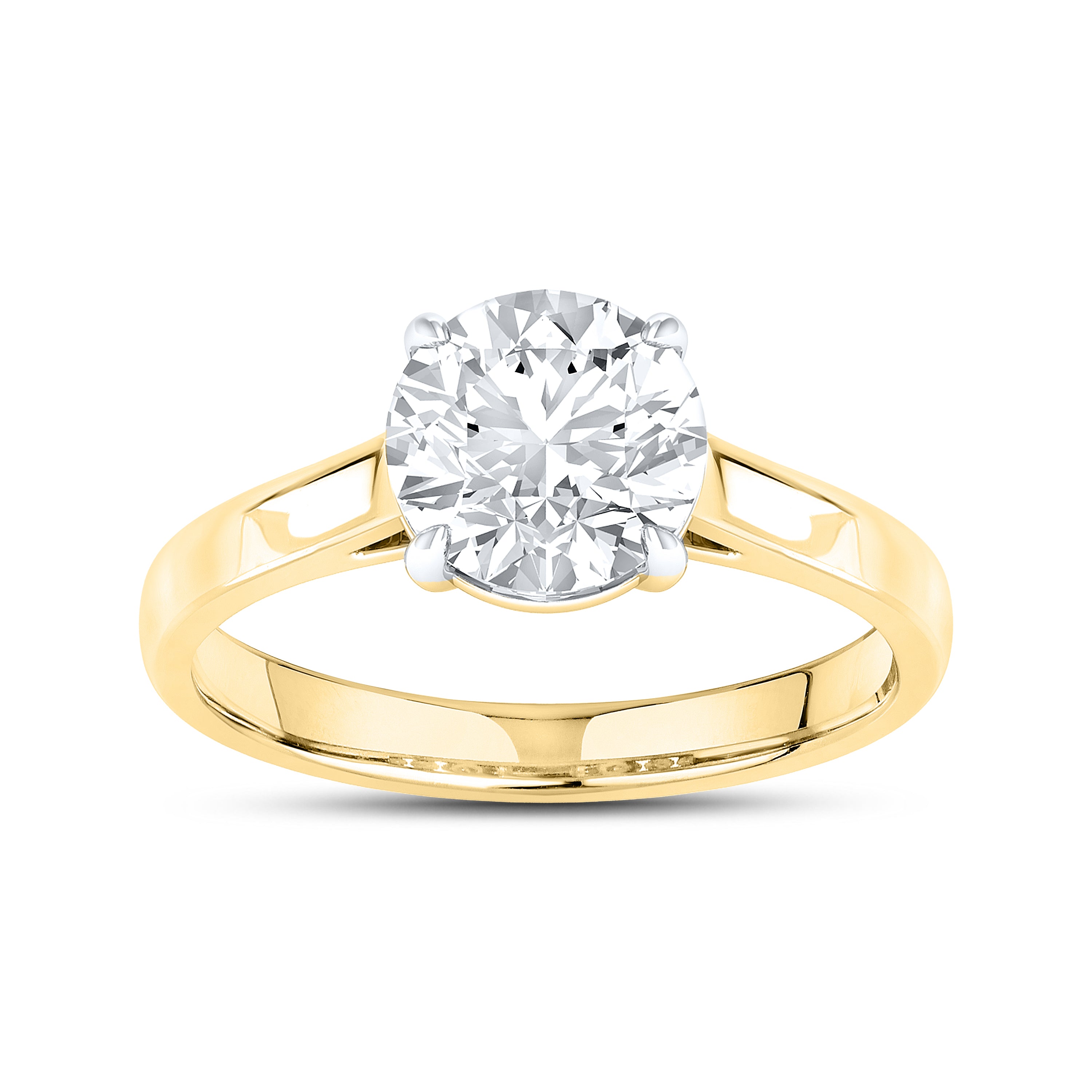 14KT Yellow Gold 2 CTW Lab diamond Round Shape Solitaire Ring