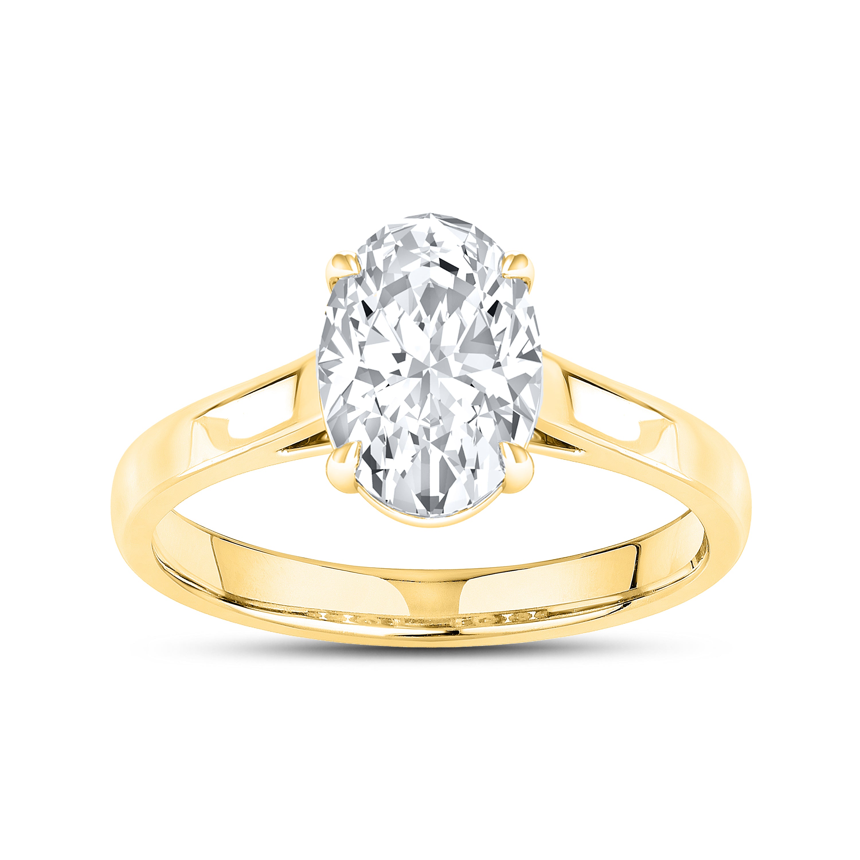 14KT Yellow Gold 2 CTW Lab diamond Oval Shape Solitaire Ring