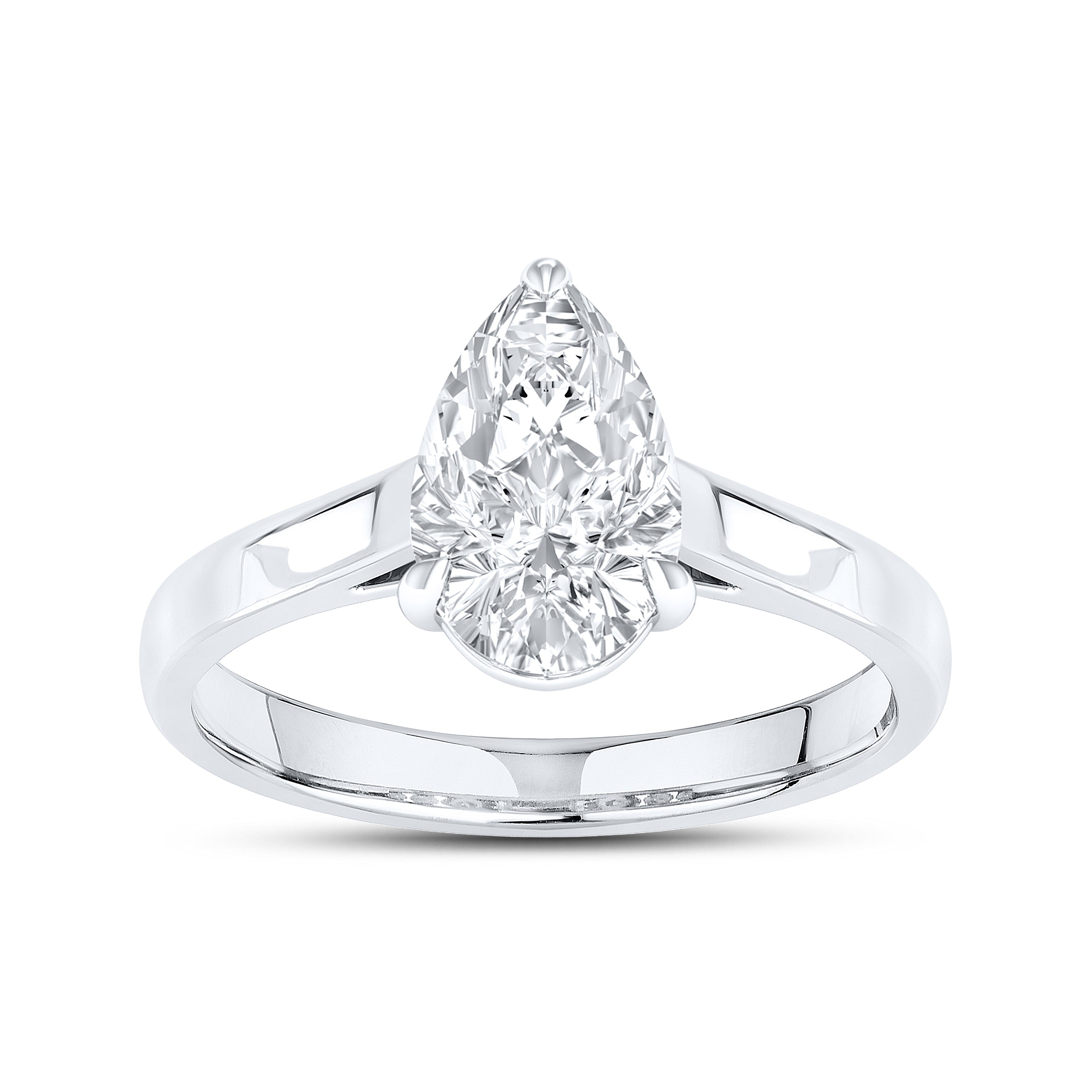 14kt White Gold 2 CTW Lab Diamond Pear Shape Solitaire Ring