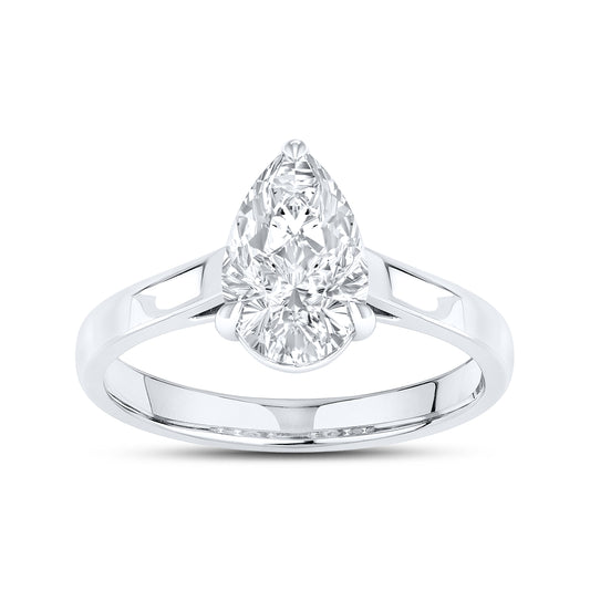 14kt White Gold 2 CTW Lab Diamond Pear Shape Solitaire Ring
