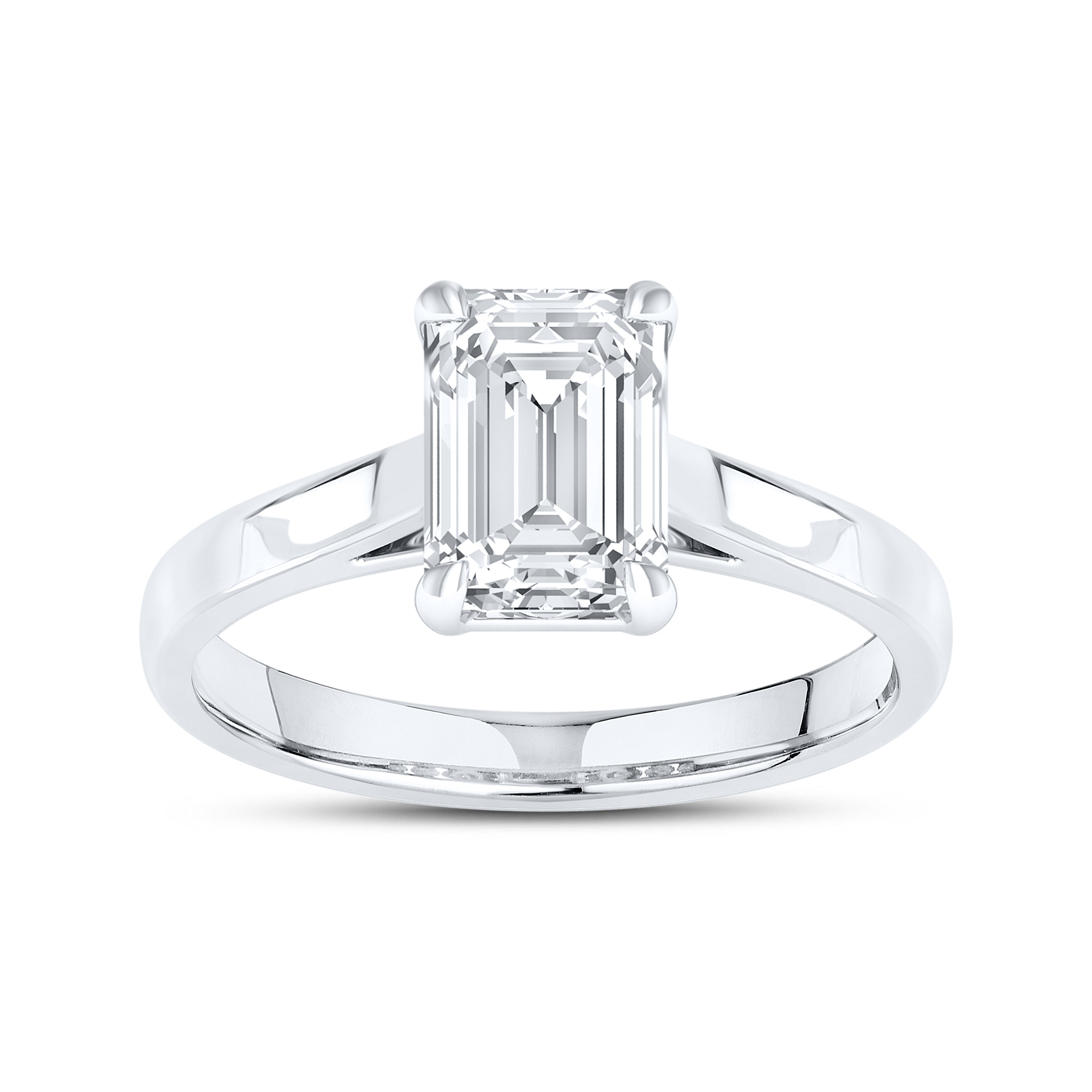 14kt White Gold 2 CTW Lab Diamond Emerald Shape Solitaire Ring