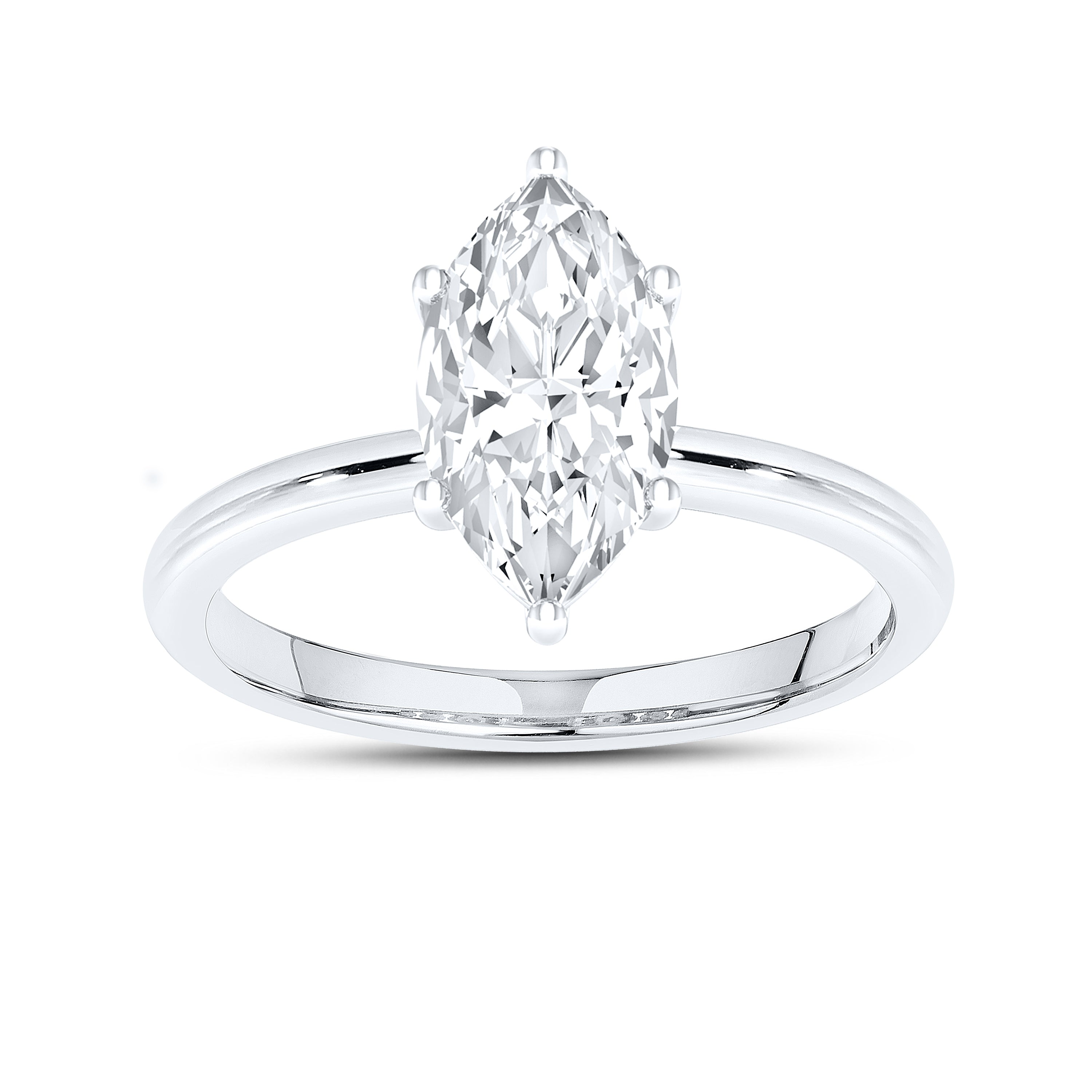 14KT White Gold 2 CTW Lab diamond Marquise Shape Solitaire Ring