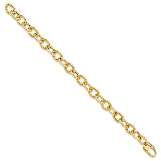 14kt Yellow Gold Polished Fancy Oval Link Bracelet