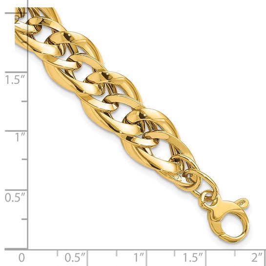 14kt Yellow Gold Polished Fancy Link 7.5 inch Bracelet