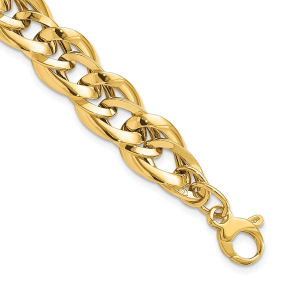 14kt Yellow Gold Polished Fancy Link 7.5 inch Bracelet